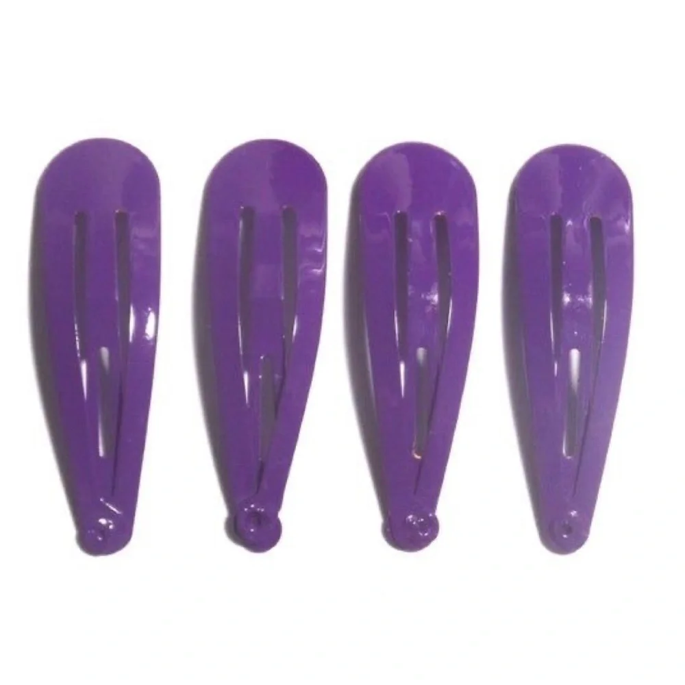 4ct Metal Snap Hair Clips, Purple